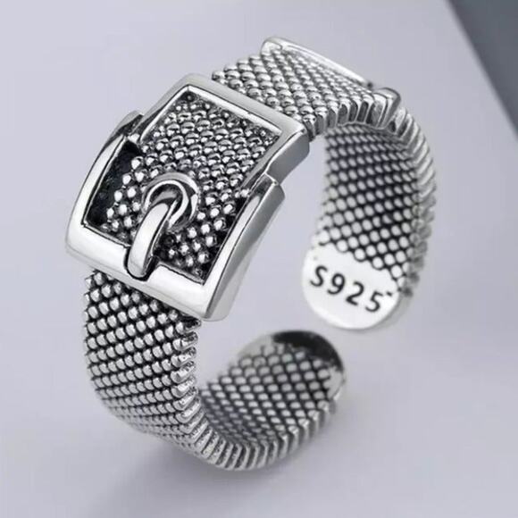Sterling Silver Belt Buckle Ring - Picture 3 of 4